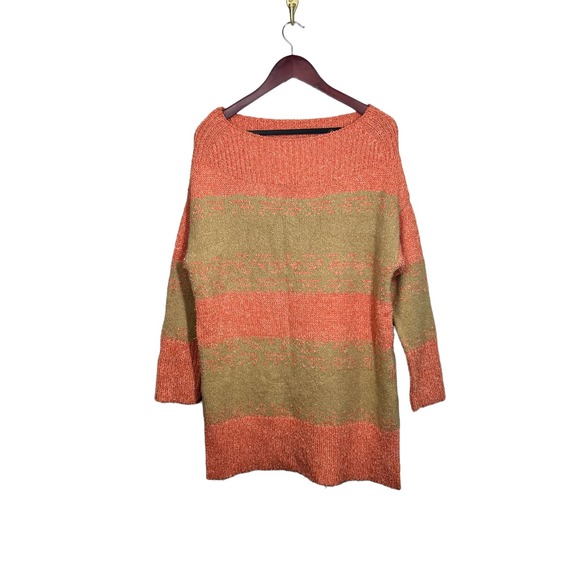 Anthropologie Pilcro Rugby Tunic Sweater Pink Combo Size M - Picture 3 of 8